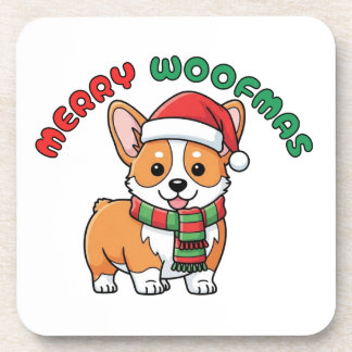 Christmas Corgi Coaster: Merry Woofmas Beverage Coaster