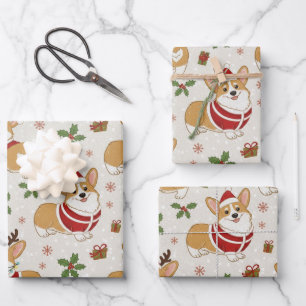 Christmas Corgi Cute Holiday Dog in Santa Hat Wrapping Paper Sheets