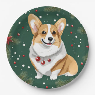 Christmas Corgi Dog Paper Plates