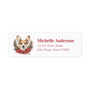 Christmas Corgi Dog Return Address Labels