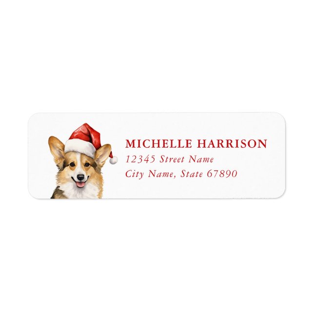 Christmas Corgi Dog Return Address Labels (Front)