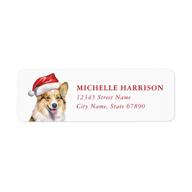 Christmas Corgi Dog Return Address Labels (Front)