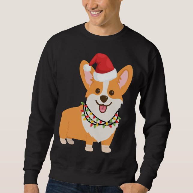 Christmas Corgi Dog with Santa Hat and Christmas L Sweatshirt (Front)