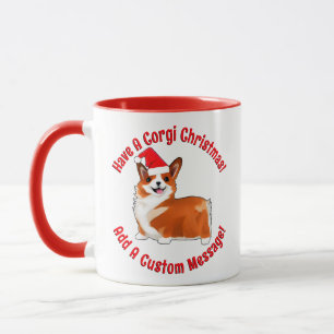 Christmas Corgi Dog With Santa Hat Mug