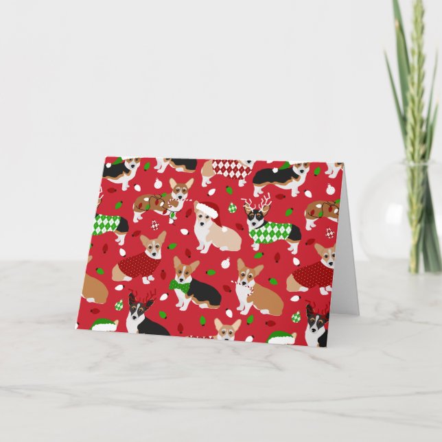 Christmas Corgi Dogs Card (Front)