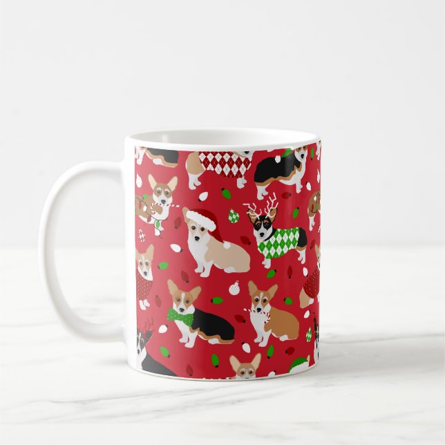 Christmas Corgi Dogs Coffee Mug (Left)