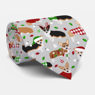 Christmas Corgi Dogs Neck Tie