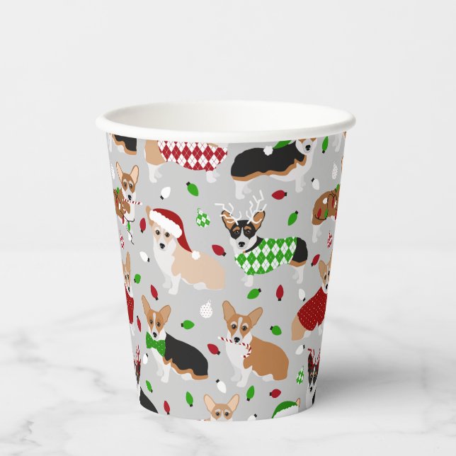 Christmas Corgi Dogs Paper Cups (Front)