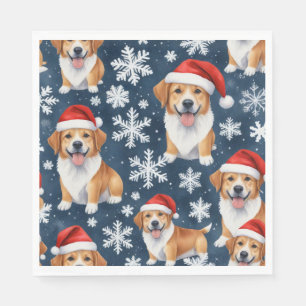 Christmas Corgi Dogs & Snowflakes Holiday Pattern Napkins