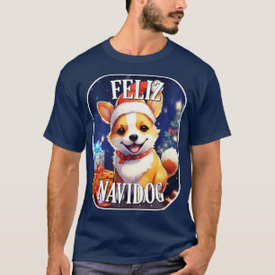 Christmas Corgi Feliz Navidog Cute Puppy Dog T-Shirt