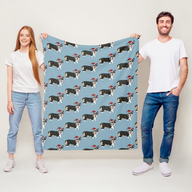 Christmas Corgi  Fleece Blanket (In Situ)