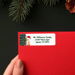 Christmas Corgi in Santa Hat Cute Return Address Label<br><div class="desc">Cute custom Corgi Christmas return address labels featuring a pretty Pembroke Welsh Corgi drawing in a red Santa hat with pretty green holiday writing. The beautiful dog sits in front of a Xmas tree for your family Christmas cards.</div>