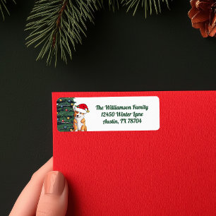 Christmas Corgi in Santa Hat Cute Return Address Label