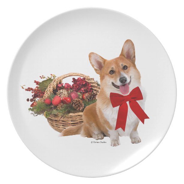 Christmas Corgi Plates | Zazzle