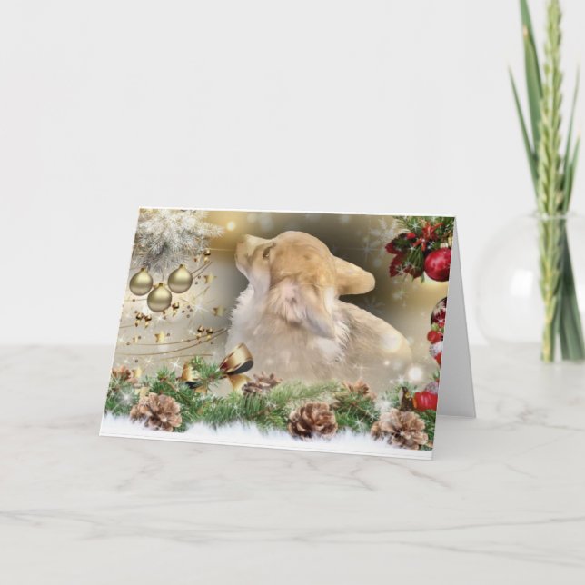 Christmas Corgi Puppy Holiday Card (Front)