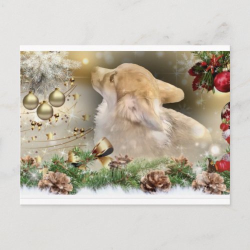 Christmas Corgi Puppy Holiday Postcard