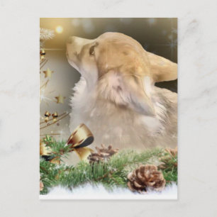 Christmas Corgi Puppy Holiday Postcard