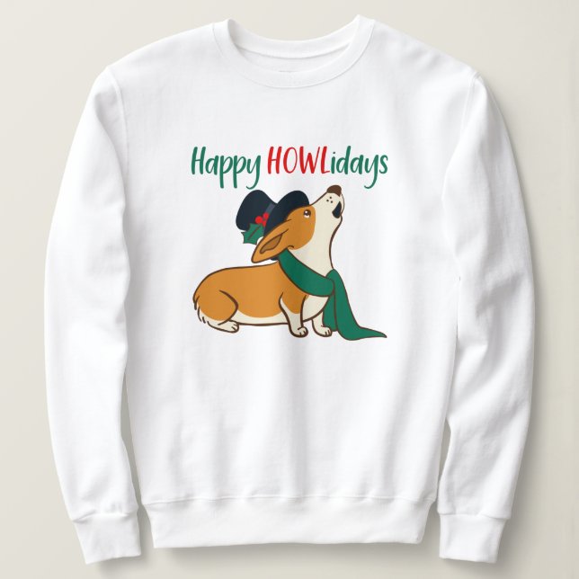 Christmas Corgi Singing Sweatshirt (Design Front)