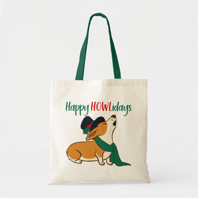 Christmas Corgi Singing Tote Bag (Front)