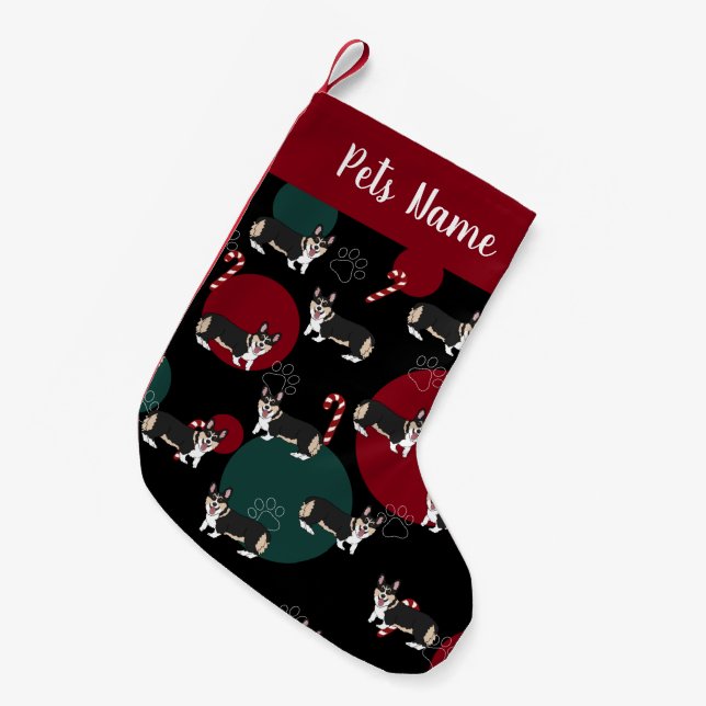 Christmas Corgi Small Christmas Stocking (Front (Hanging))
