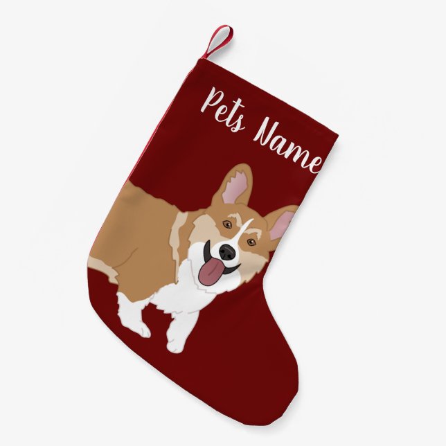 Christmas Corgi  Small Christmas Stocking (Front (Hanging))