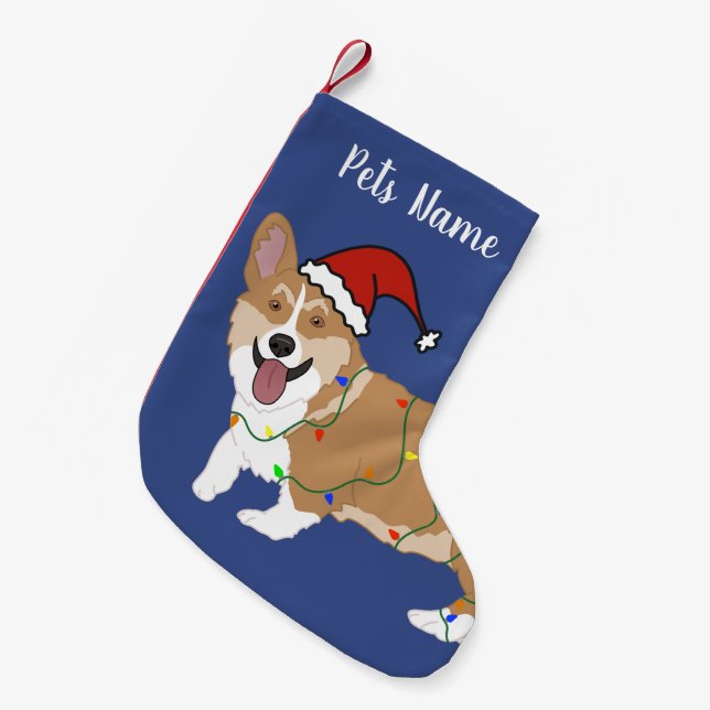 Christmas Corgi Small Christmas Stocking (Front (Hanging))