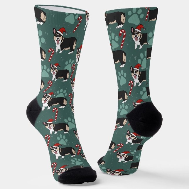 Christmas Corgi Socks (Angled)