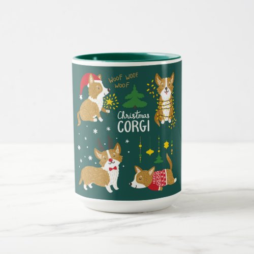 Christmas Corgi  Woof Woof Woof Mug