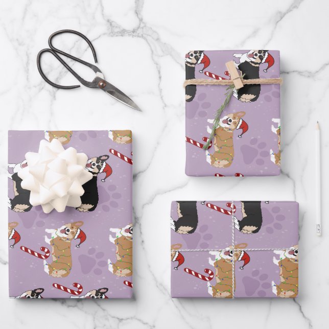 Christmas Corgi Wrapping Paper Sheets (Front)