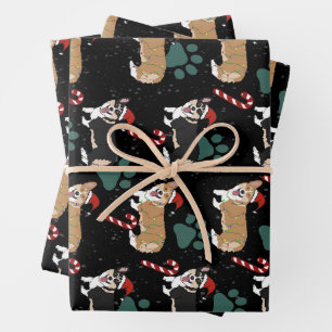 Christmas Corgi Wrapping Paper Sheets
