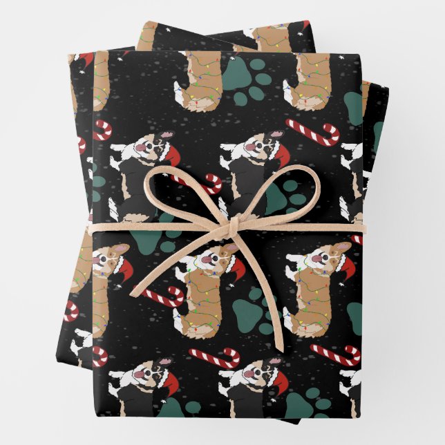 Christmas Corgi Wrapping Paper Sheets (In situ)