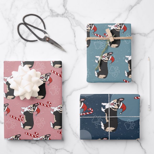 Christmas Corgi Wrapping Paper Sheets (Front)