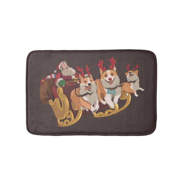 Christmas corgis bath mat (Front)