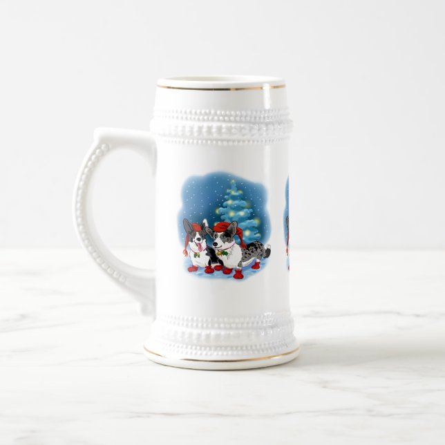 Christmas Corgis Beer Stein (Left)