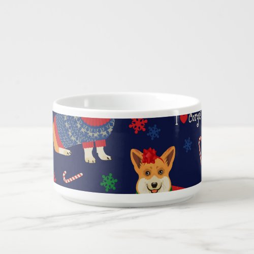 Christmas Corgis Festive Vintage Illustration Bowl