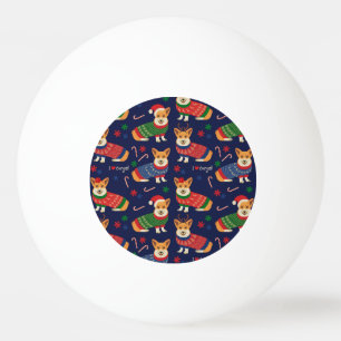 Christmas Corgis: Festive Vintage Illustration. Ping Pong Ball