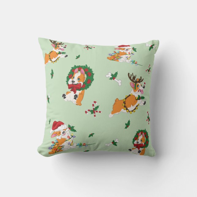 Christmas Corgis Pillow (Front)