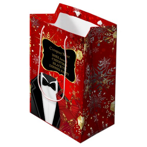 Christmas Corporate Black Tie Dinner Party Red  Medium Gift Bag