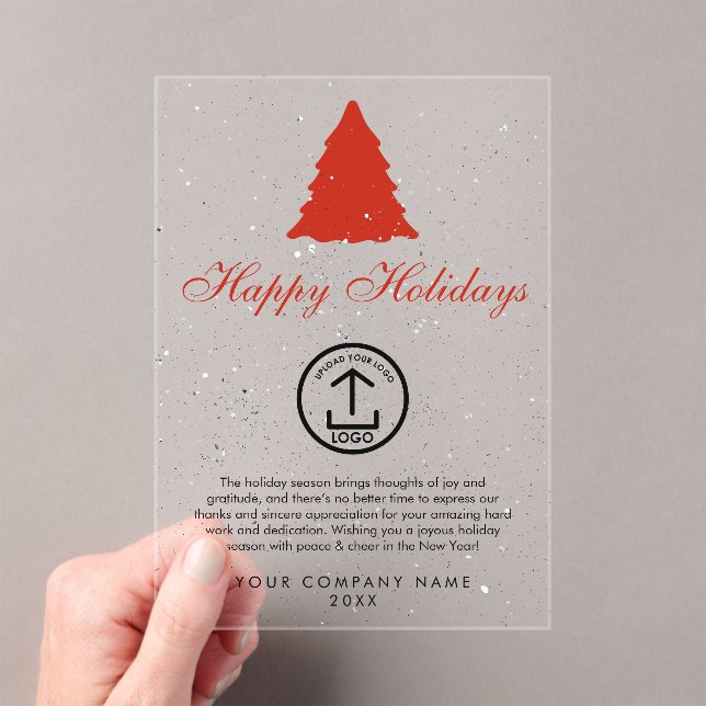 Christmas Corporate Business Logo Holiday Card Acrylic Invitations (Insitu (Handheld))
