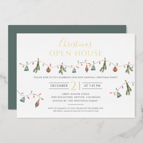 Christmas Corporate Open House Party Gold Foil Holiday Card