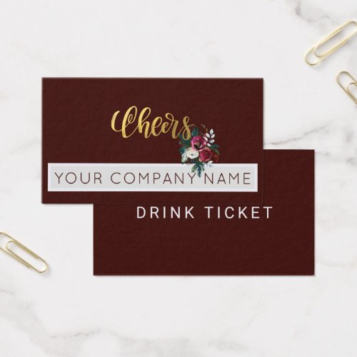 Christmas Corporate Party Dark Red Drink Ticket