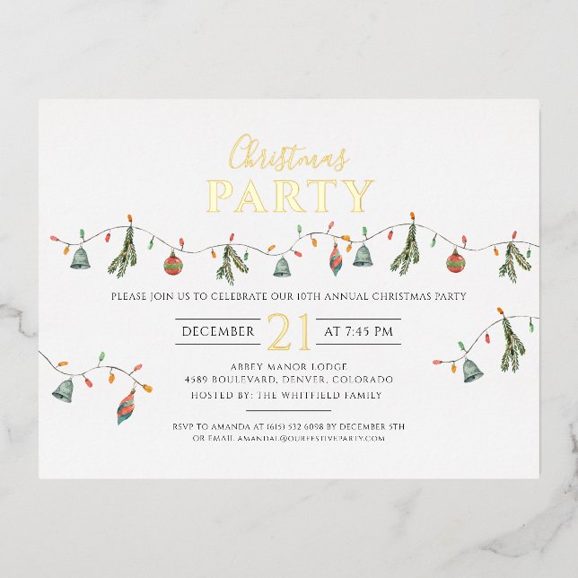Christmas Corporate Party Rustic Gold Foil Holiday Postcard (Front)