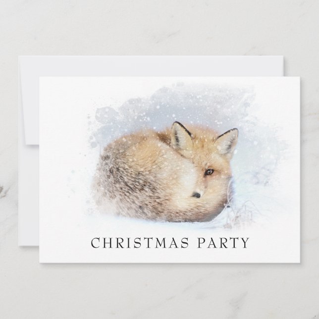 *~* Christmas Corporate Personal Fox Ap18 Snowy Invitation (Front)