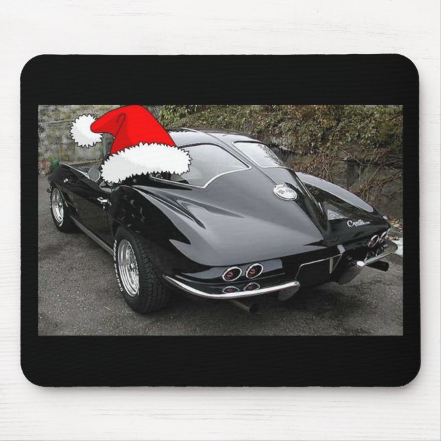 Christmas Corvette Black Split Window Mouse Pad (Front)