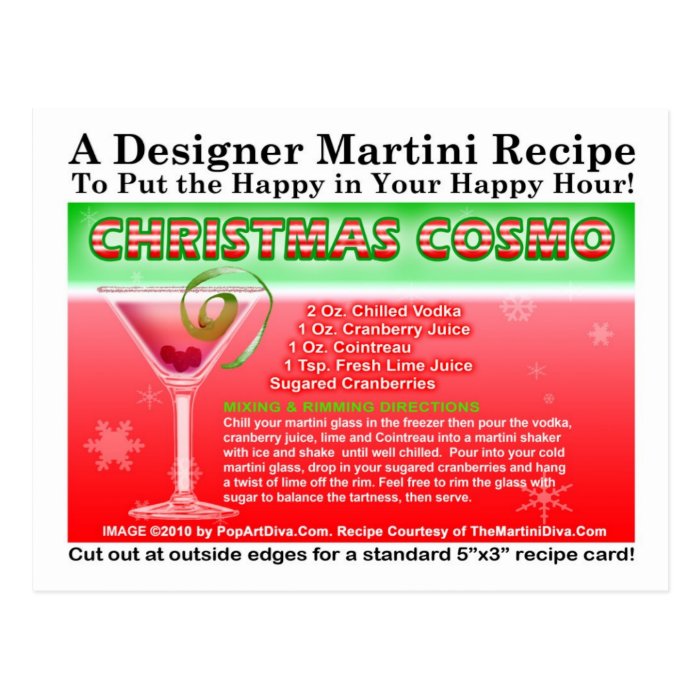 Christmas Cosmopolitan Martini Recipe Postcard