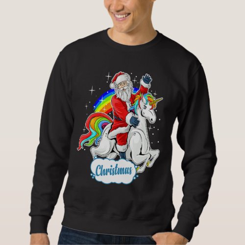 Christmas Costume Xmas Pj Santa Riding Unicorn Sweatshirt