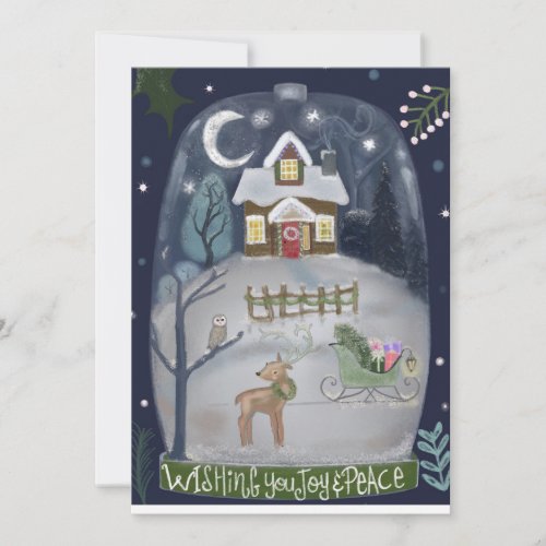 Christmas Cottage Cloche Holiday Card