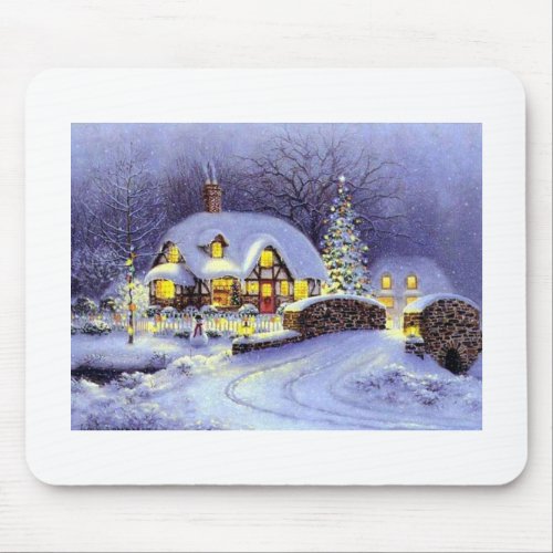 Christmas Cottage Mouse Pad