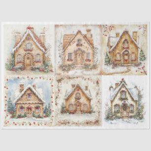 Christmas Cottage Squares Tissue Paper