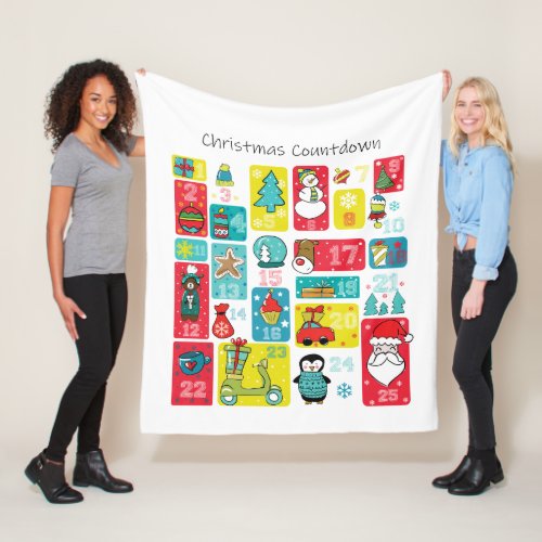 Christmas countdown Advent Calendar Fleece Blanket